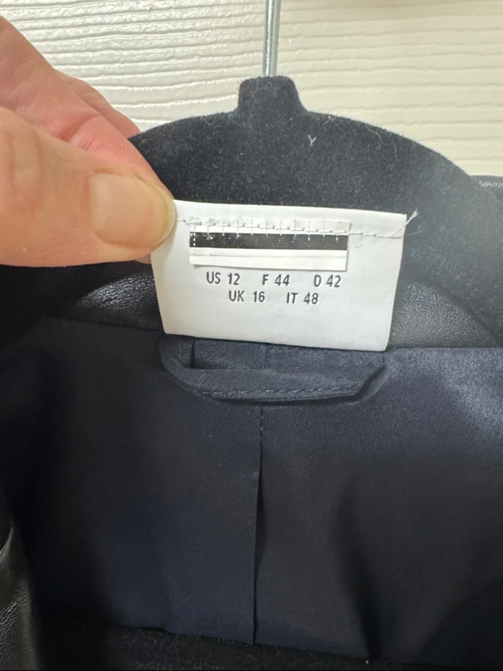 Akris Navy Blazer with Black Leather Lapel - Picture 3 of 10